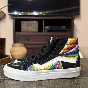 Vans High Tops w/ Rainbow Stripes